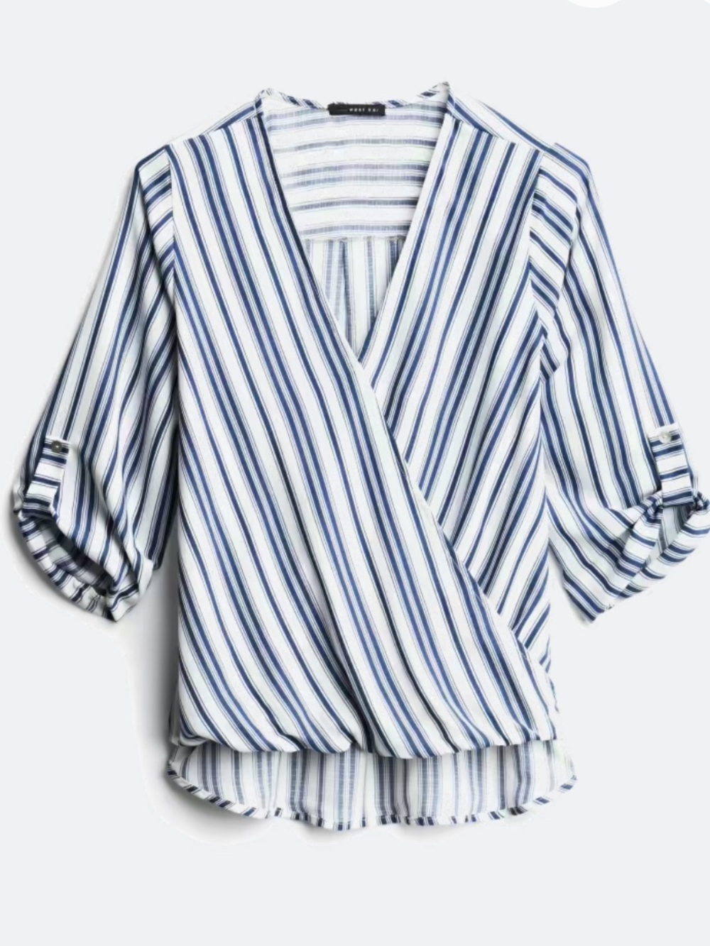 NWT Beacon Allan Surplice Roll-tab High-Low Blouse Size XXL